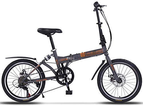 JHNEA 20 Zoll Faltrad Klapprad, Kohlenstoffstahlrahmen Fahrrad Klappfahrrad mit Schutzbleche und Komfortsattel Campingrad Citybike,Gray
