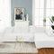 OKJK Samt Sofaüberwurf Stretch All-Inclusive Couchbezug Eckcouch, Wohnzimmer Vier Jahreszeiten universeller l Form Sofabezug, Pflegeleichter Sofaschutz (Milky White,Part A-A 190-230cm)