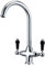 Kitchen Sink Tap Mixer with Black Dual Lever, Traditional Mono Swan Neck Kitchen Mixer Faucet with 360 Swivel Spout, Brass Chrome Monobloc Bar Tap with Ceramic Twin Lever