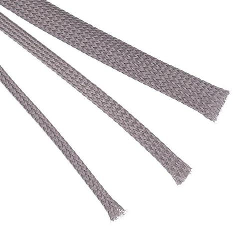 8mm Grey Expandable Braided Sleeving Wrap Cable Management (Length of 5m)