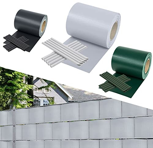 Yakimz Sichtschutzstreifen für doppelstabmatten, 70m x 19cm PVC sichtschutz, inkl.60 clips, Sichtschutz zaun Wetterfest, 450g/m², für gartenzaun Balkon doppelstabmattenzaun, Grau