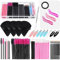 Audab Einweg-Make-up-Applikatoren-Set mit Dreieck-Puff-Mischpalette, Künstlerbedarf Einweg-Mascara-Stäbe, Lippenpinsel, Haarspangen, Puderquasten für Gesicht mit Aufbewahrungsbox in Rosa