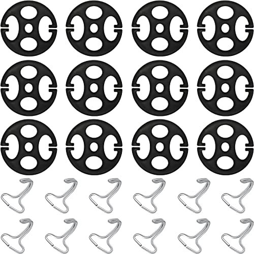 24 Pieces Car Seat Cover Plum Plate Metal Hook,12 Pcs Plastic Car Seat Covers Chucks,12 Pcs Metal Hooks Locking Clip Plastic Card Fixed Fastener Buckle for Seat Replacements Accessories(Black)