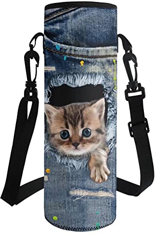 HUGS IDEA Housse de transport pour bouteille d'eau avec bandoulière - Motif hamsters