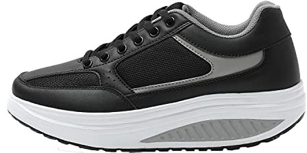 JOMIX Zapatillas Deportivas Mujer Basculantes Sneakers Zapatos Mecedores Cómodos Adelgazar Caminata Jogging Fitness, 01 Negro, 38 EU
