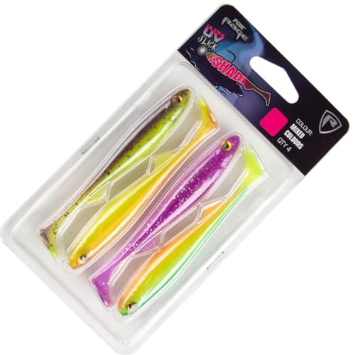 Fox Rage Gummifische zum Kunstköderangeln auf Zander, Barsch & Hecht Slick Shad UV Mixed Colour Pack