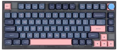 EPOMAKER SKYLOONG GK75 Lite Gasket-like Mount Wired Hot Swappable Programmable Keyboard with A Rotary Knob, Win/Mac Compatible (Blue Pink, Gateron Optical Black)
