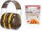 3M Peltor Bull's Eye III Kapselgehörschutz, Speziell für Jagd und Schießsport geeignet, SNR 31 dB, grün & 3M 1100C4 Gehörschutzstöpsel mit Aufbewahrungsbox, 1 Set mit 4 Paar, Orange