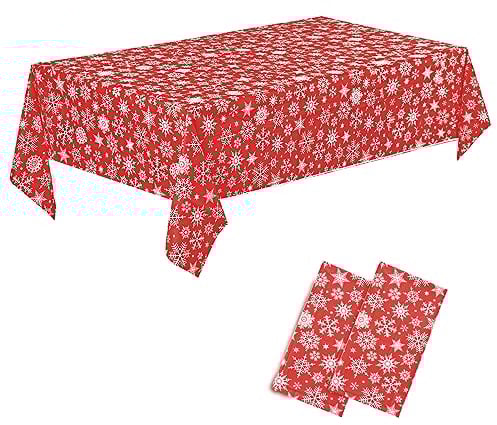 CHEPULA Tischdecke Weihnachten, [2 Stück] Einweg Weihnachtstischdecke Wasserdicht, 137 x 274 cm Rechteckig Tischtuch Geeignet für Xmas Party