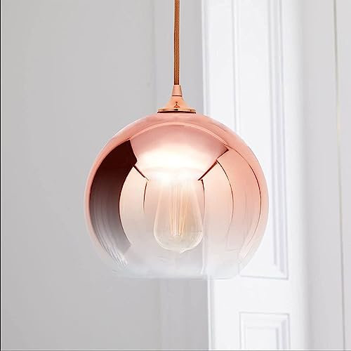 Lampada a sospensione Lampadario in vetro con sfera sfumata di lusso, lampada a sospensione in vetro placcato oro rosa, lampada a sospensione minimalista nordica da comodino for camera da letto ( Colo