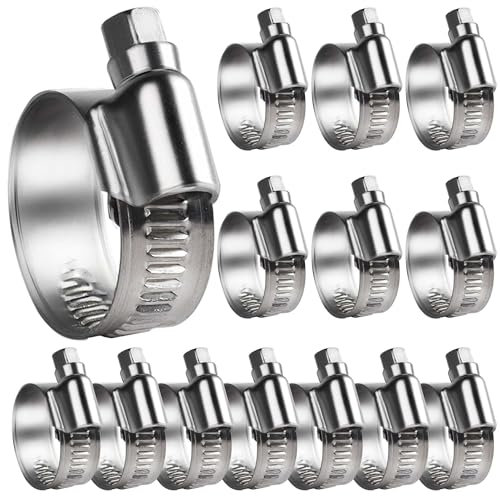 SMLCON Abrazaderas Metalicas de Manguera de Acero Inoxidable 304 para Tubos – 14 Abrazaderas de Manguera de Engranaje Sin Fin Resistentes No Perforadas de Mayor Par Ajustable (5/8 a 1 pulgada)