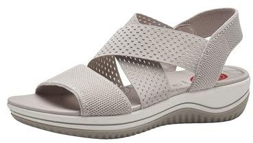 Jana Coshy Damen Sandalen flach Elastisch Vegan, Grau (Lt Grey), 38 EU