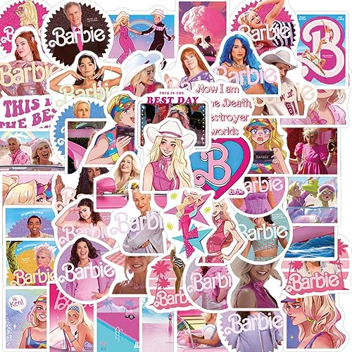 50 Stück Barbie Aufkleber für Koffer, Skateboard, Laptop, Computer, Wasserflaschen, Auto, Teenager, Jungen, Mädchen, Aufkleber Wasserdicht