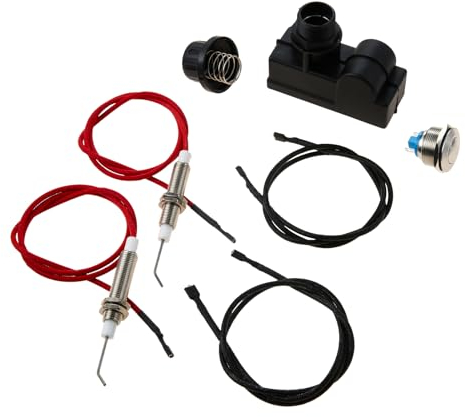 SURIEEN Grill Igniter Switch Kit, Push Button Igniter Brass Propane Valve Replacement Part with Sparkers Cable Push Button Control Ignition for Gas BBQ Grill