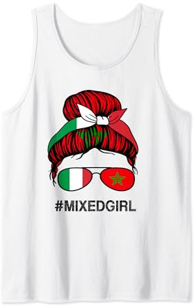 Marocco Bandiera Italia Marocchino Italiano Disordinato Panino Canotta