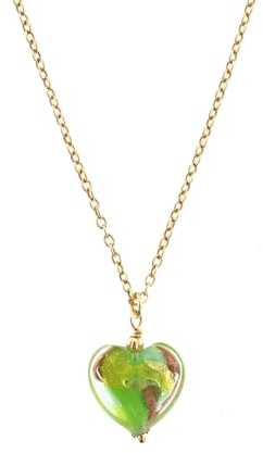 Venetiaurum - Collar Cadena con Corazón Verde 12mm en Cristal de Murano Original y Plata 925 - Joya Made In Italy Certificada