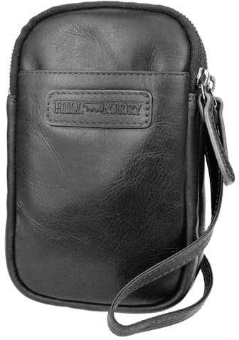 Hill Burry ZAKATTE Unisex kleine Umhängetasche aus Leder HB15088 (Schwarz)