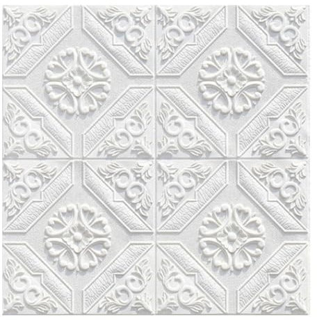 GeRRiT Lot de 10 autocollants muraux 3D for plafond, panneaux muraux en brique amovibles, insonorisation, papier peint auto-adhésif for plafond de salon, 35 x 35 cm