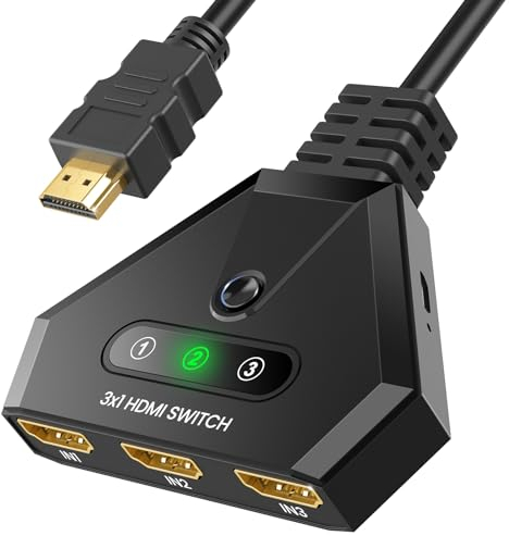 Xander HDMI Switch 4K, 3 in 1 Out, UHD HDR Automatische HDMI Splitter, 4K/3D/HDR/Hd/1080P, Xbox, PS5/4/3, Blu-Ray, Fire TV Stick, HDTV und AppleTV