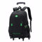Amythe Schulrucksack Jungen mit Rollen, Abnehmbare Trolley Rucksack Teenager Schulranzen Jungen für Schule/Reise, 6 Rädern, 3-5-7. klasse, Lässig Daypack 16 Zoll, Schwarz-Grün