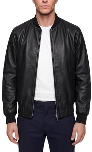 BARONE giacca pelle uomo, giubbotto in pelle foderato - bomber vera pelle, per ogni occasione la migliore giacca di pelle da uomo Made in Italy RICCARDO (IT, Testo, M, Regular, Regular, nero)
