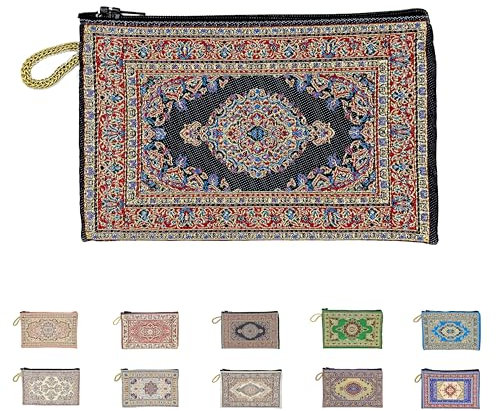 Emay - Kulturbeutel klein Orientalisch Etui Kosmetiktasche Reisen Geldbörse Damen (Schwarz)