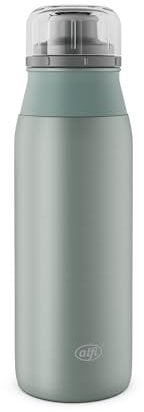 alfi ELEMENT BOTTLE 600ml, grün matt, leichte Trinkflasche aus Edelstahl, absolut dicht mit Drehverschluss, für Kohlensäure, klein, spülmaschinenfest, BPA-frei