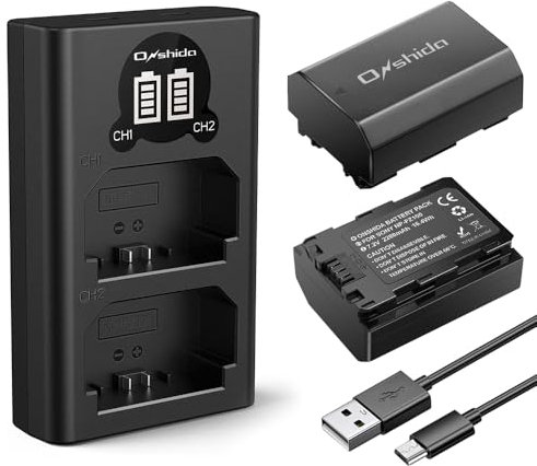 Onshida 2er Pack NP-FZ100 Kamera Akku Ladegerät, 2280mAh Ersatzakku Set, kompatibel für Sony Alpha A7III A7RIII A7RIV, Alpha 9S, A9S, Sony A7R3, Sony A7R4 Digitalkameras