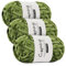 Coopay Chenille Wolle zum Häkeln, 3x100g Samtig Chenillegarn, Dicke Flauschige Weich Chenille Garn, Chenille Wolle, Weicher Plüschwolle Häkelgarn für Decken, Schals - Olivgrün