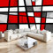 Rouge Papier Peint Intissé 3D Formes Géométriques Irrégulières Papier Peint Intissé 3D Fresque Murale, Décoration Salon Chambre Enfant Fond Tv (Facile À Poser) 300 X 210 Cm