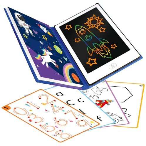 Big Minds - Tablette Dessin Enfant Lcd | Tablette Magique Enfant 20 Pochoirs Réversibles | Ardoise Magique Format Livre | Jouet Enfants 4 Ans Effaçable | Cadeau Enfants | Jouet 6 Ans