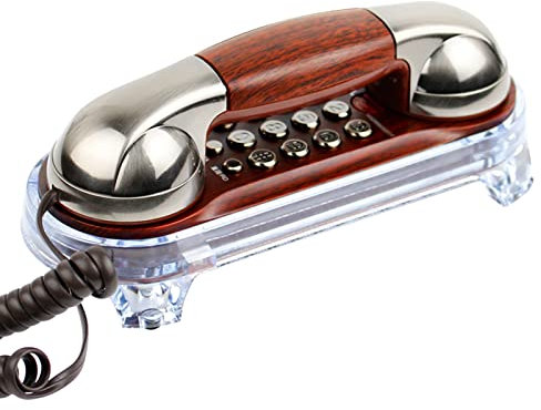 Landline Phone,Retro Corded Phone, Vintage Wall Mounted Landline Telephone, Classic Old Fashioned Button Dial Phone with Redial Function, for Home Office Hotel,Brass(Silver)