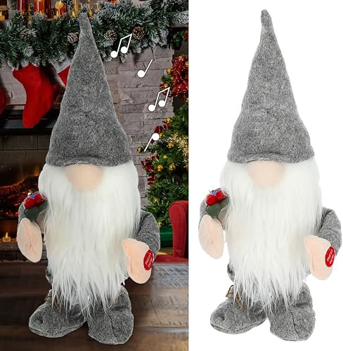 Cepewa Wichtel Sound Bewegung | H40cm ABS PP Polyester | Weihnachtswichtel interaktiv mit An-/Ausschalter (1 x Wichtel interaktiv)