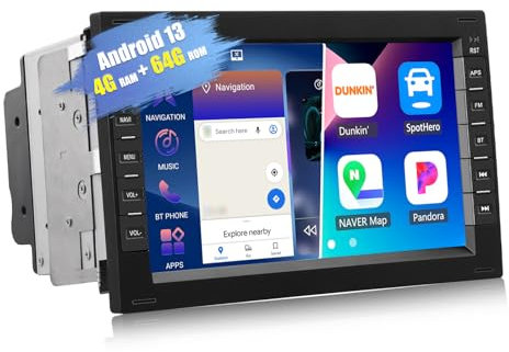 4G+64G CAMECHO Android 13 Autoradio für VW Golf 4 Polo Sharan Jetta MK4 T5 Multivan mit Navi,7 Zoll Doppel Din Autoradio mit Carplay Android Auto FM/RDS Bluetooth5.0+32EQ
