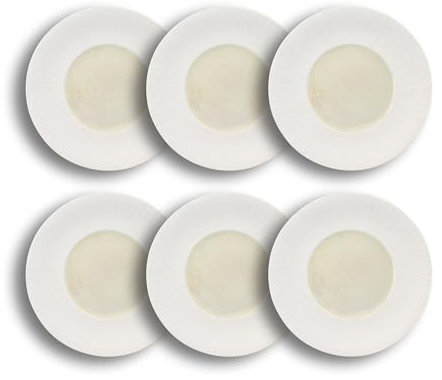 OGO LIVING - Set mit 6 flachen Tellern Urus, 28,5 cm, Porzellan, Beige und Weiß – 2614731