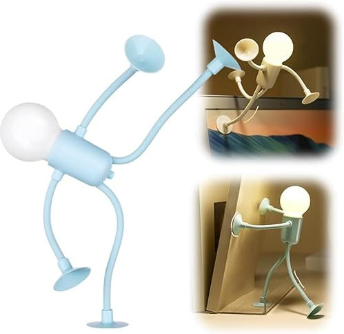 HOIDOKLY Veränderbare Form Lustiges Sportler Nachtlicht, DIY Form Nachtlichter, Saugnapf Biegbare Schreibtischlampe, Kreative Nachtlampe für Schlafzimmer Badezimmer Flur Küche Weihnachten (Blau)