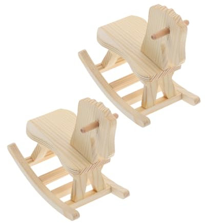ERINGOGO 2st Kinderspielzeug Aus Holz Schaukelpferd Figur Tischdekorationen Spielzeug Schaukelpferd Pferdefiguren-bastelset Babyfiguren Miniatur-Dinge Khaki Hölzern
