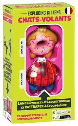 Asmodee - Fliegende Katzen – Pack 2 Katzen Nr. 1 – Gesellschaftsspiel Fun Familie & Kinder ab 8 Jahren – Werfen, Fangen & Herausforderungen meistern – Kartenspiel 2 + Spieler – von Exploding Kittens