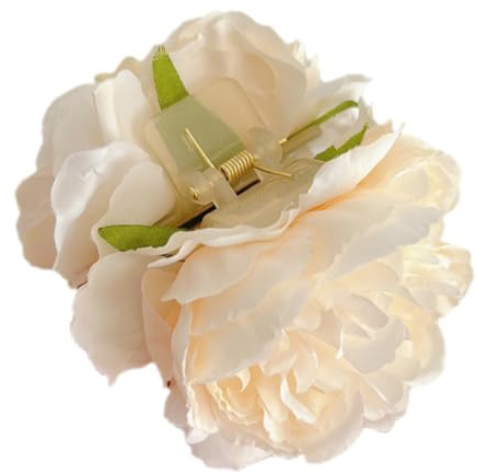 2 Stück Rosenblüten Haarspange,Rose Haarspangen,Künstliche Blumen Haarklammern Hawaii Haarnadel Haarschmuck Flower Hair Claw Clips für Mädchen Dick Dünn Haar Frauen,Beige