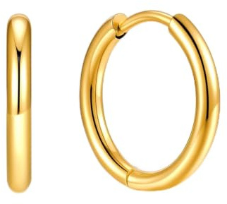 U7 Pendientes de Aros Pequeños para Mujer Hombre 7-16mm Ancho 2mm/3mm | Pendientes Huggie Ligeros Acero Inoxidable Color Acero Oro Negro Regalo para Mujer y Hombre