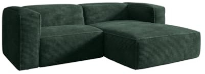 Luxusbetten24 Designer Sofa Comfy L Mini in Cord Grün Rechts