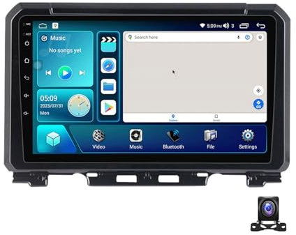Android 12 Radio Coche para Suzuki Jimny 2018~2020, 9 Pulgadas Pantalla Táctil, Autoradio con Bluetooth/GPS Navigation/FM/USB, Apoyo Mandos Volante, Carplay+Auto