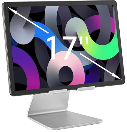 Support De Tablette Extrêmement Stable pour Tablettes Et Ordinateurs Portables Grand Format (7''-18''), avec Stabilité Tactile Supérieure, Compatible avec iPad, Switch Et Écrans Portables (Argent)