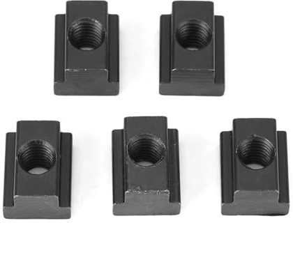 Watris Veiyi 5 Stück T Nut, Schwarzes Oxid Finish T Nutenstein, 45 Stahl M10 Müttern, T Nut Schiene Fit in T-Schlitze in Werkzeugmaschinen Tische (M10)