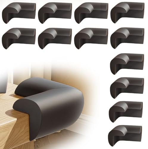 JEYORZY 12 Stück Kantenschutz Baby,Eckenschutz Baby mit Schaumstoff,Kantenschutz Selbstklebend,StoßSchutz Kindersicherung für Tischkanten und Scharfe Stellen(Schwarz)