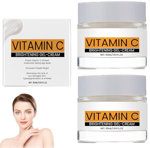 Vitamin C Facial Cream, Gentle Nourishing, Brightening and Moisturizing, Smooth Fine Lines and Wrinkle, Improve Dry Skin, Strengthen the Barrier, Double Soothing, For All Skin Types (2pcs)