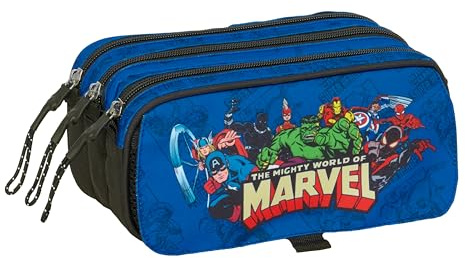 safta Avengers Federmäppchen mit 3 Fächern, für Kinder, ideal für Kinder im Schulalter, bequem und vielseitig, Qualität und Widerstandsfähigkeit, 21,5 x 8 x 10 cm