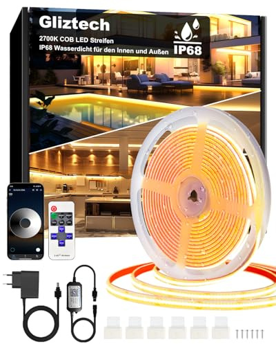 Gliztech 6M COB LED Streifen IP68 Wasserdicht, 24V 2700K