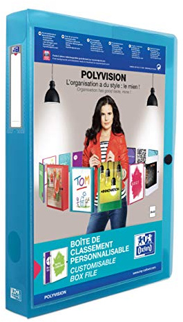 OXFORD Polyvision Box mit Standardkapazität 24 x 32 cm Rückseite 40 mm mit Druckknopfabdeckung Polypro Translucent Sortierte Farben
