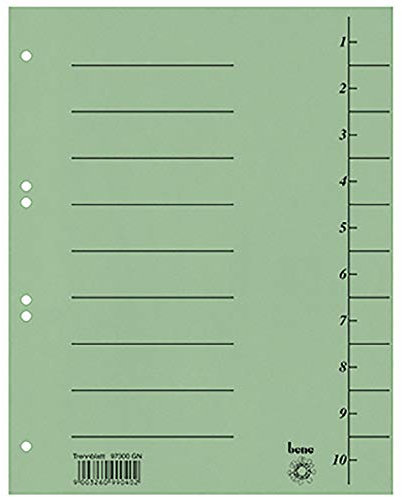 Bene 97300 Trennblätter durchgefärbt, A4, Inhalt 100 stück, grün
